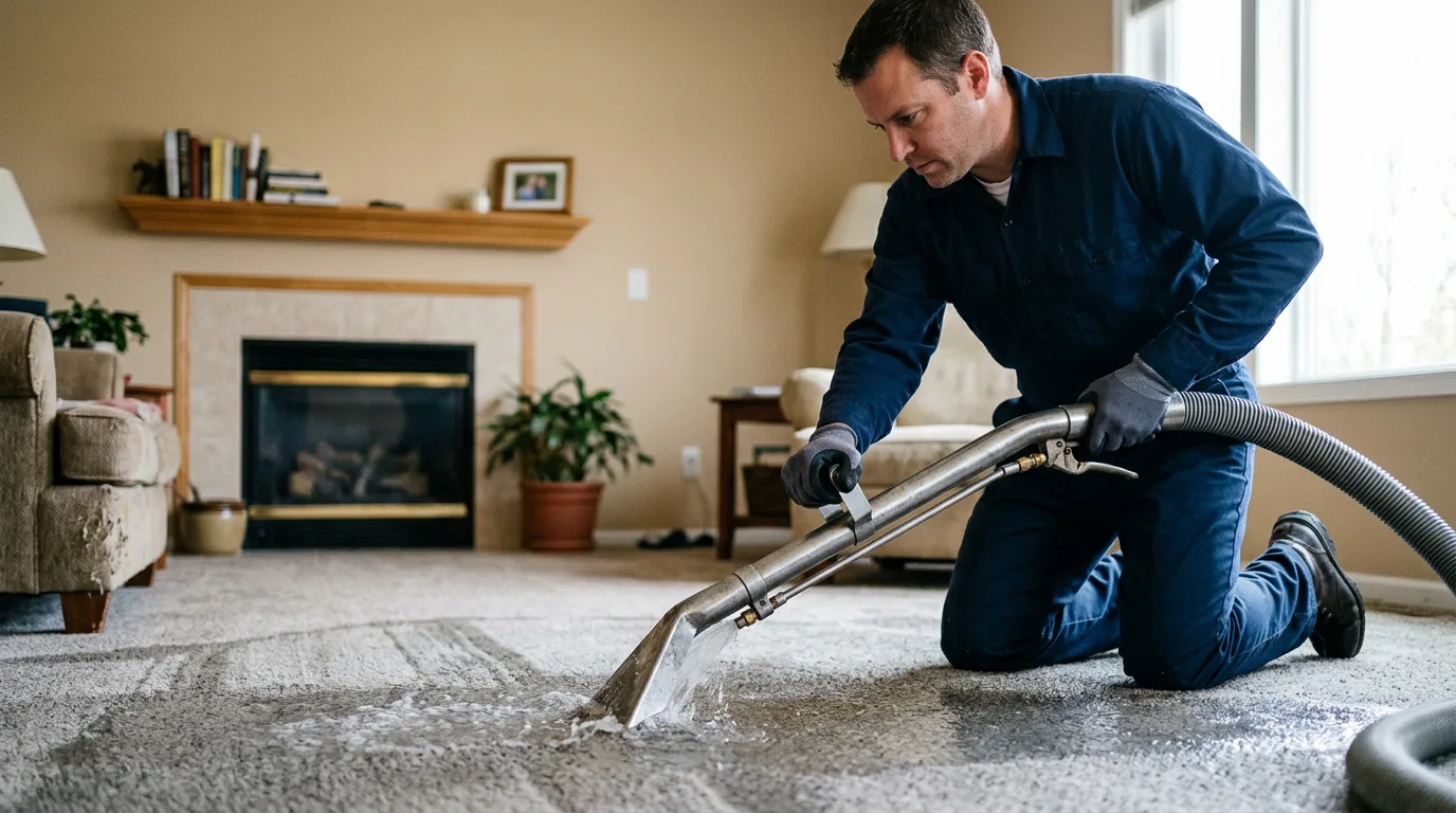 Water damage restoration technician working near Hilltown, PA